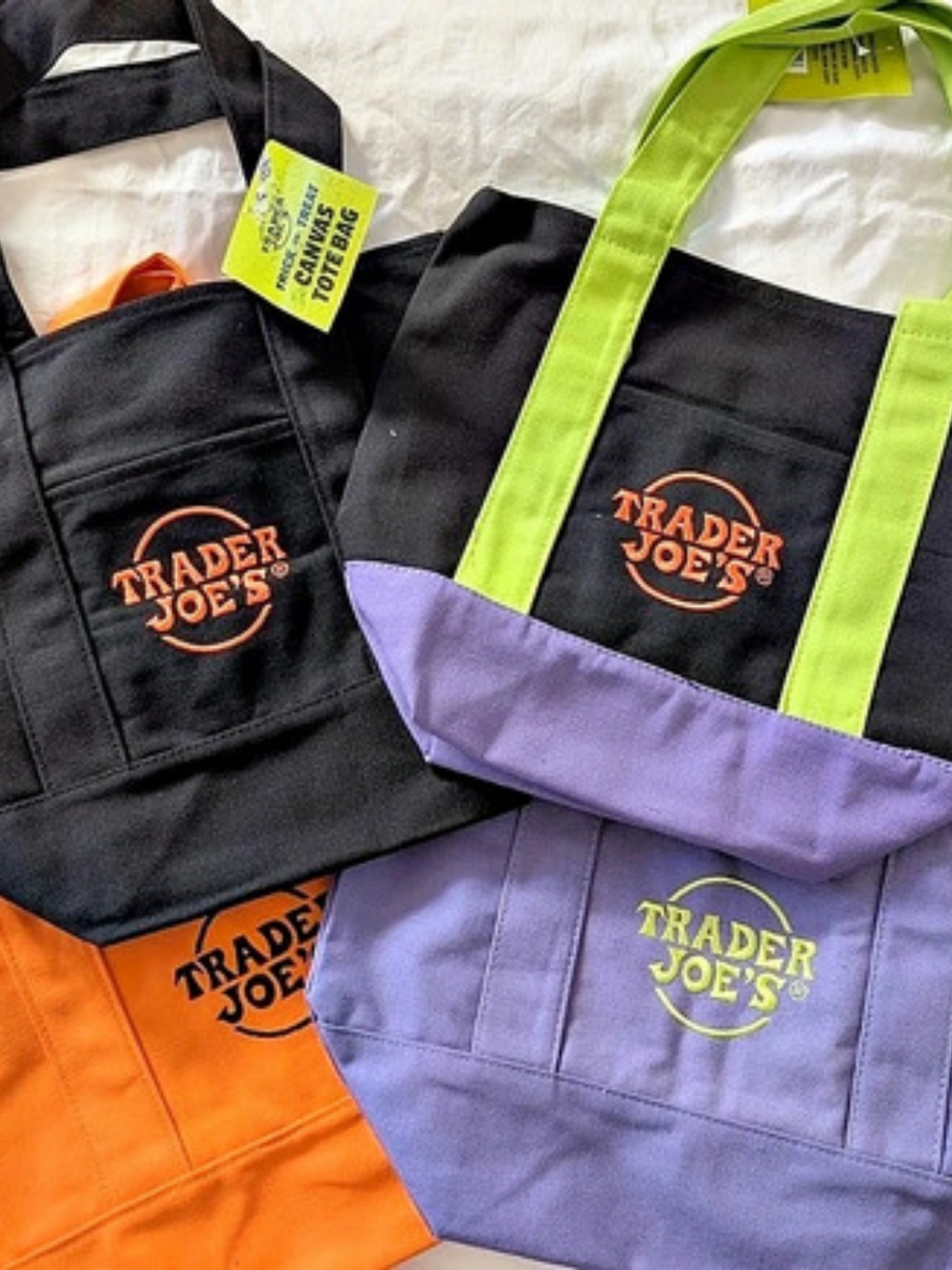 Trader Joe's 2026 Trick-or-Treat Mini Canvas Tote Bags, All 4 Colors, NEW
